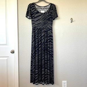 Lularoe women’s Riley dress. XS extra small. Black grey. Flutter sleeves. New.
